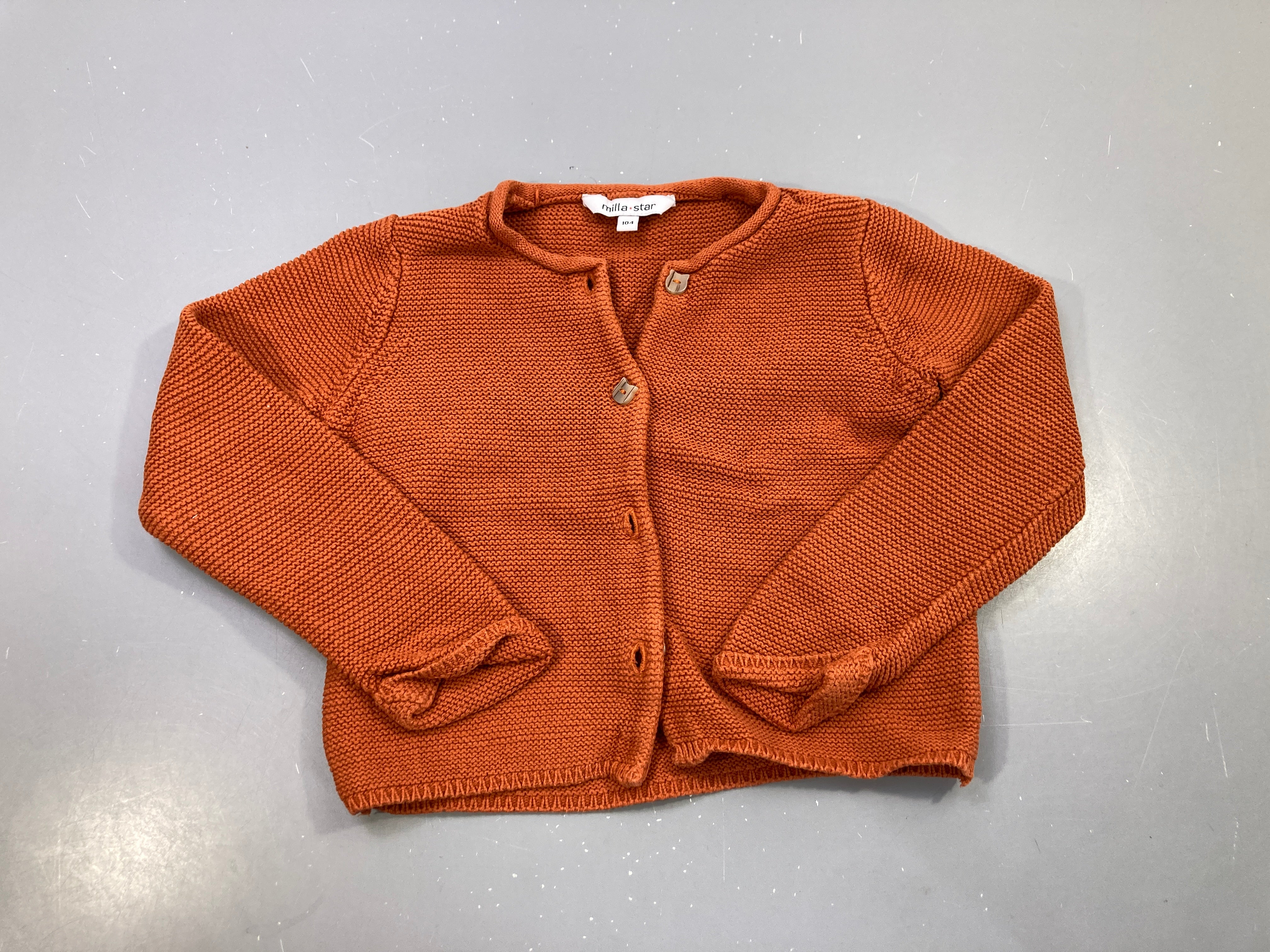 Gilet orange rouille grosse maille boutonné, Milla Star