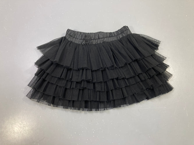 Jupe noire tulle volants superposés, taille élastique, moins cher chez Petit Kiwi