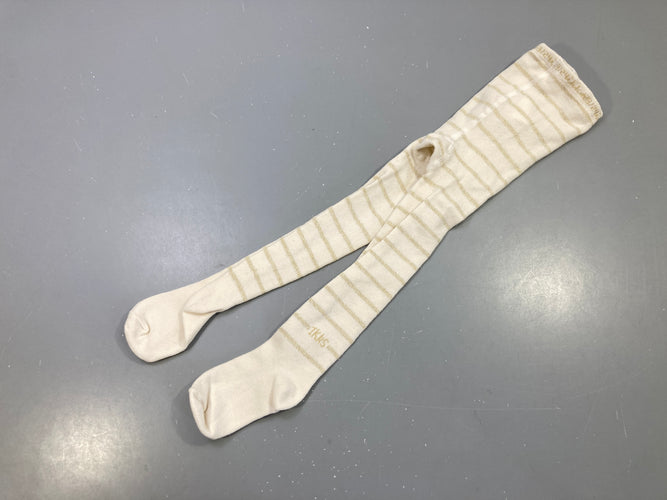 Collants écru rayés dorés lurex, moins cher chez Petit Kiwi