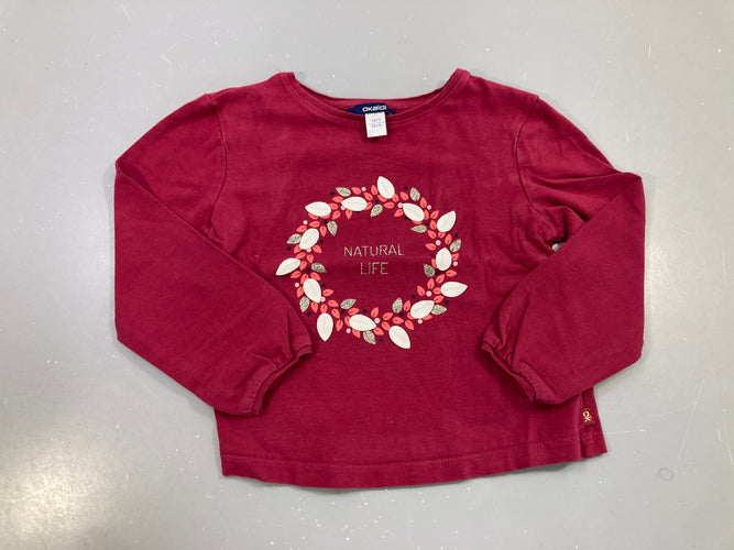 T-shirt m.l bordeaux couronne de feuilles "Natural Life", moins cher chez Petit Kiwi