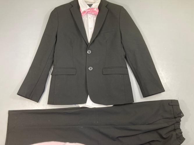 Costume 2pcs noir + chemise m.l blanche + noeud papillon rose, moins cher chez Petit Kiwi