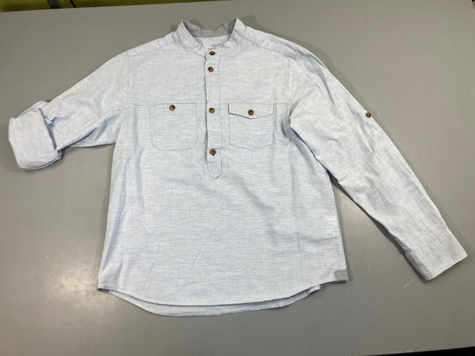 Chemise m.l bleu clair col mao, moins cher chez Petit Kiwi