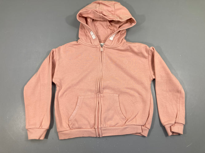 Sweat zippé rose à capuche coeur, moins cher chez Petit Kiwi