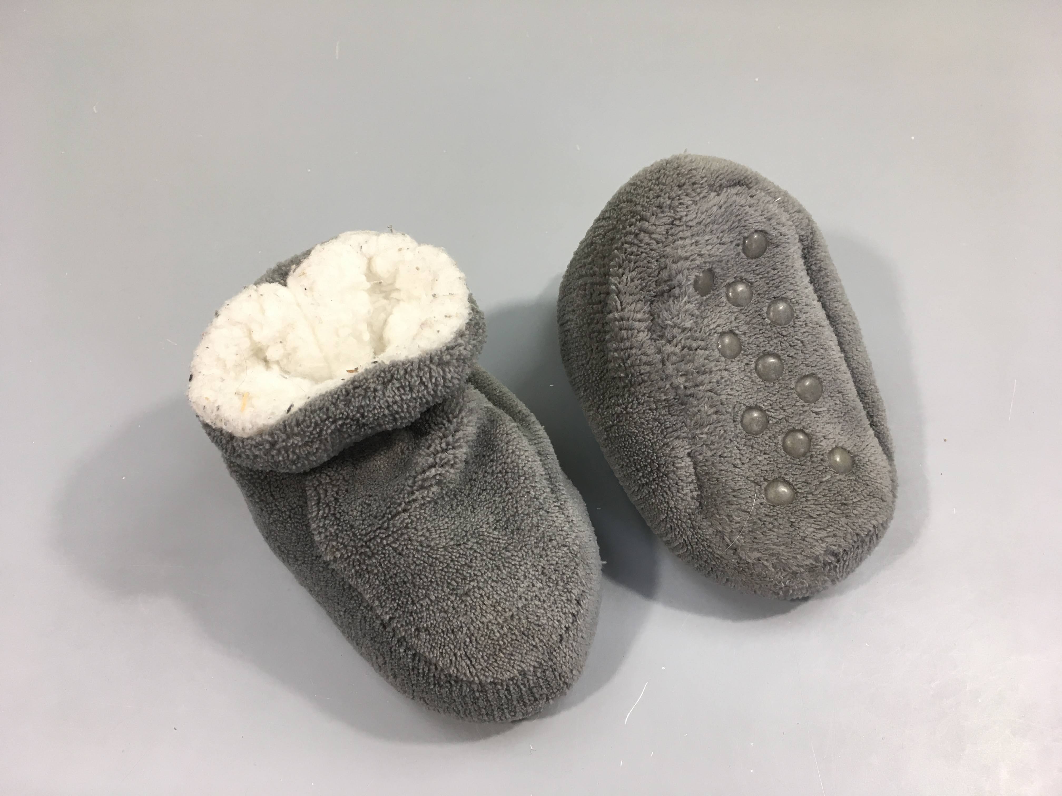 Chaussons souples velours gris, 18-20