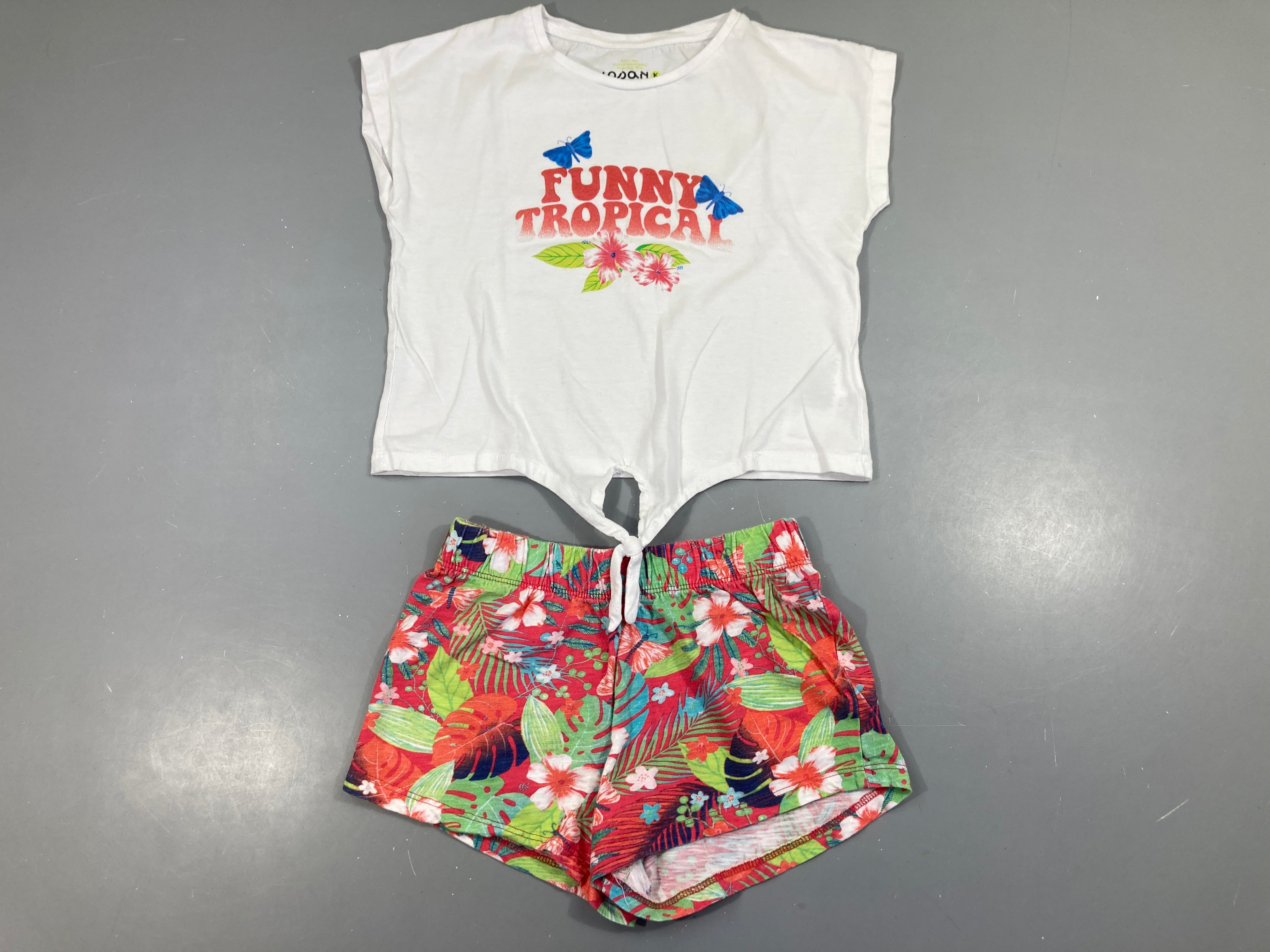 T-shirt m.c blnc funny tropical + short feuillage