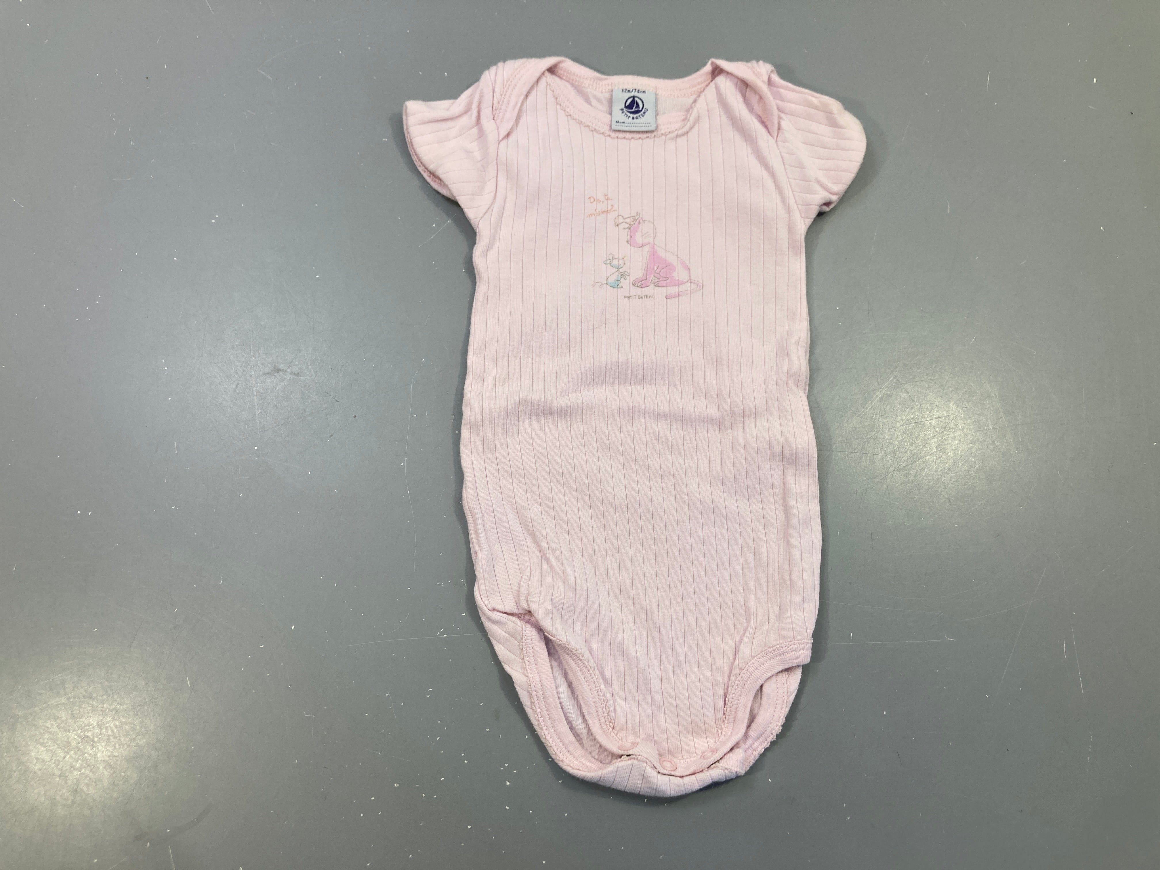 Body m.c rose pâle côtelé chat et souris