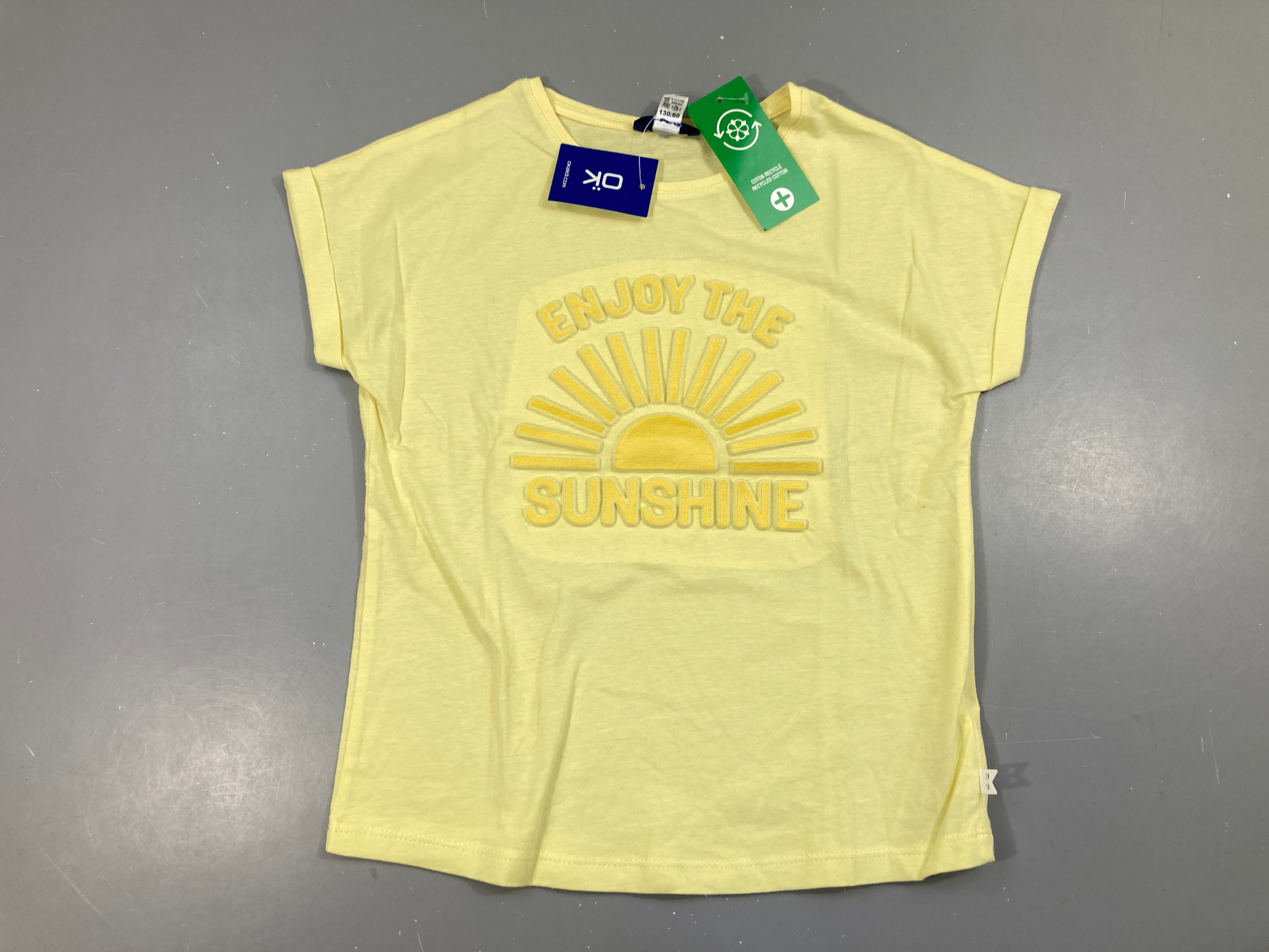 NEUF T-shirt m.c jaune enjoy the sun (prix neuf 12,99€)