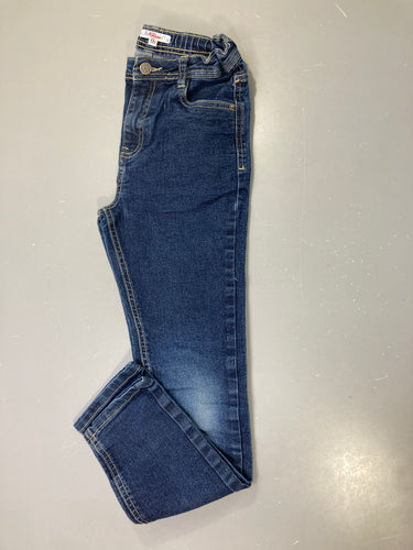 Jeans bleu foncé délavé taille réglable, moins cher chez Petit Kiwi