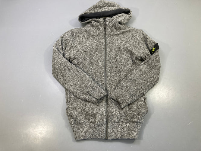 Gilet maille gris chiné zippé capuche doublée polaire, moins cher chez Petit Kiwi