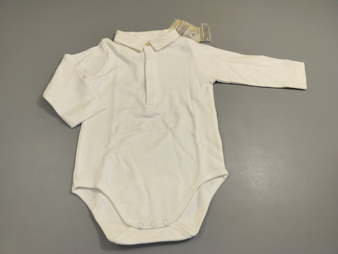 NEUF Body m.l blanc avec col 100% coton bio, moins cher chez Petit Kiwi