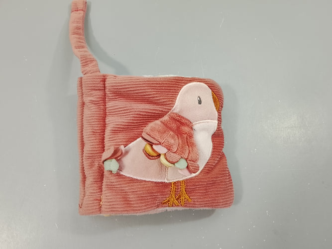 Livre d'activités en tissus vieux rose, oiseau en relief Little  Dutch, moins cher chez Petit Kiwi
