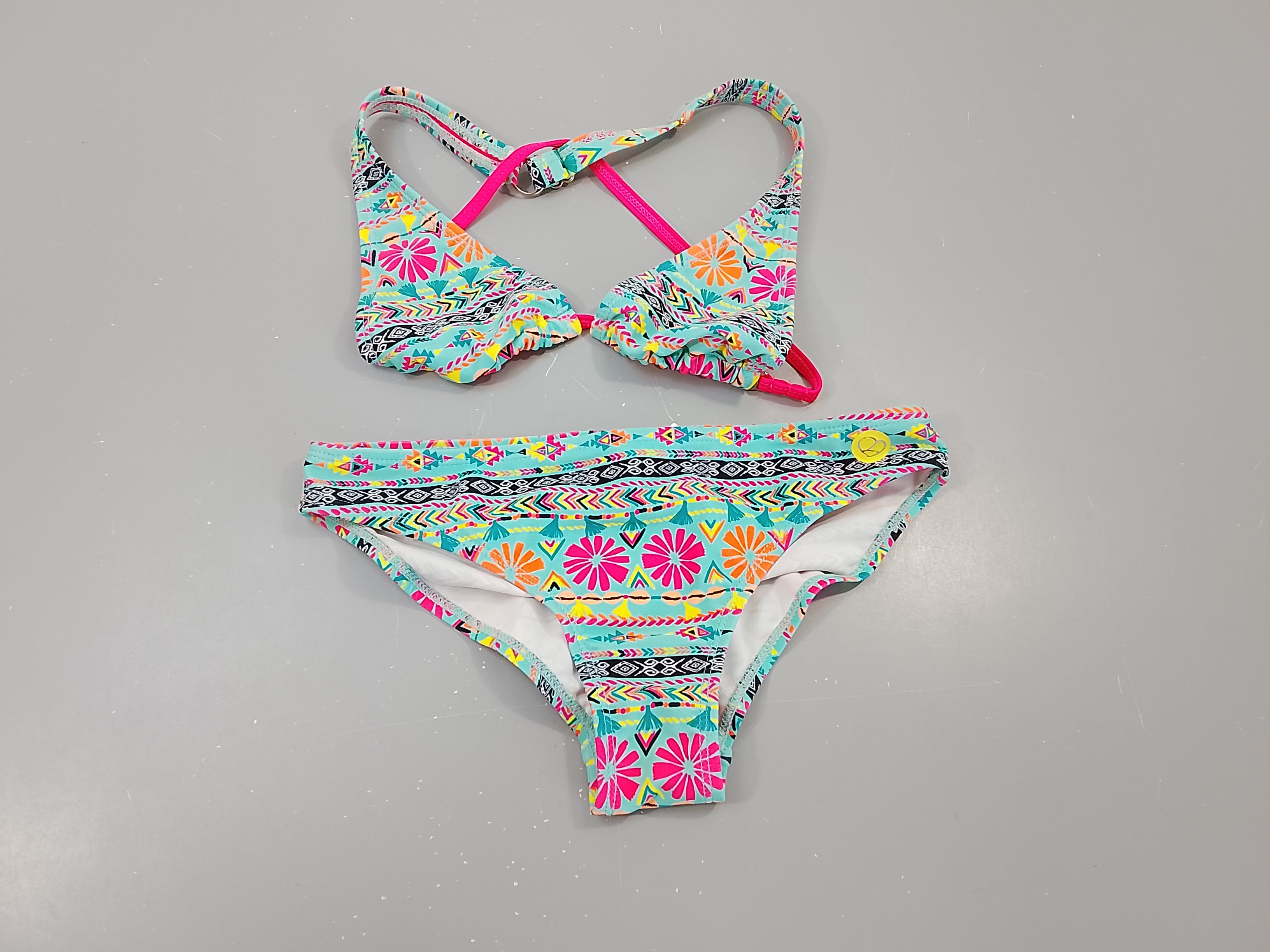 Bikini Longboard bleu à motifs fluo
