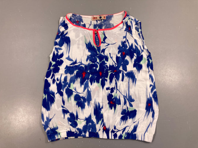 Blouse s.m blanc/bleu fleurs, moins cher chez Petit Kiwi