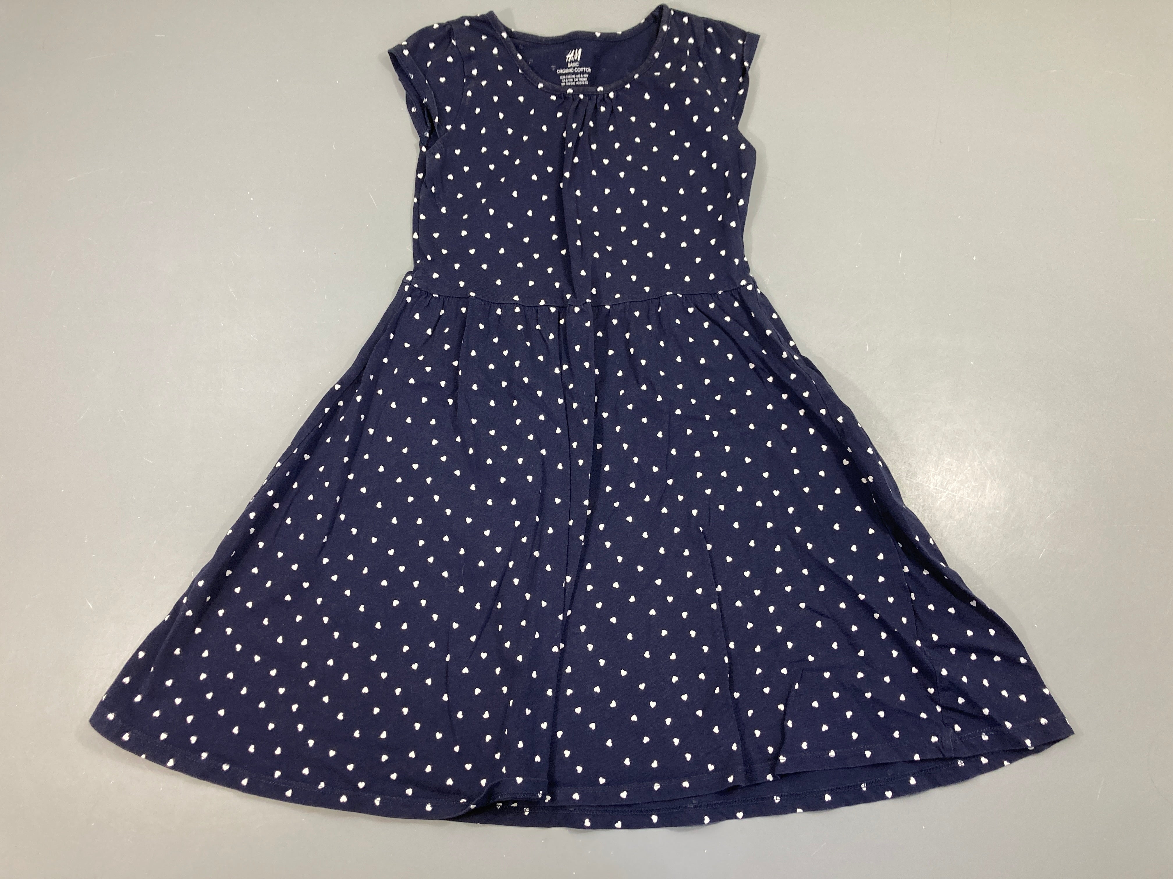 Robe m.c jersey bleu marine coeurs blancs