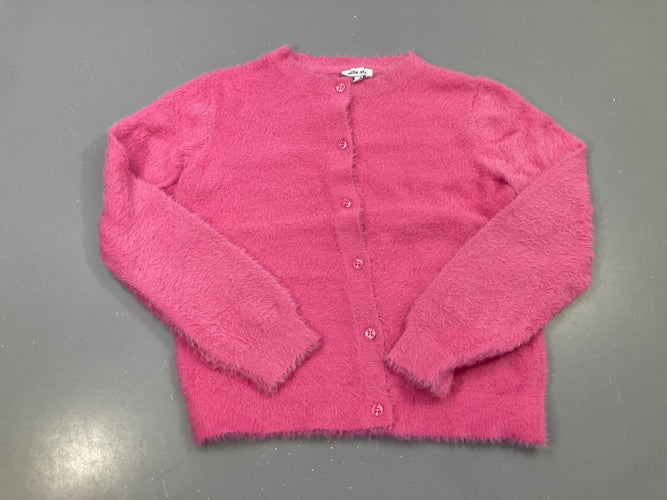 Gilet duveteux rose fuchsia boutonné, moins cher chez Petit Kiwi