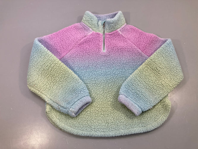 Sweat sherpa demi-zippé col montant dégradé pastel rose lilas bleu vert, moins cher chez Petit Kiwi