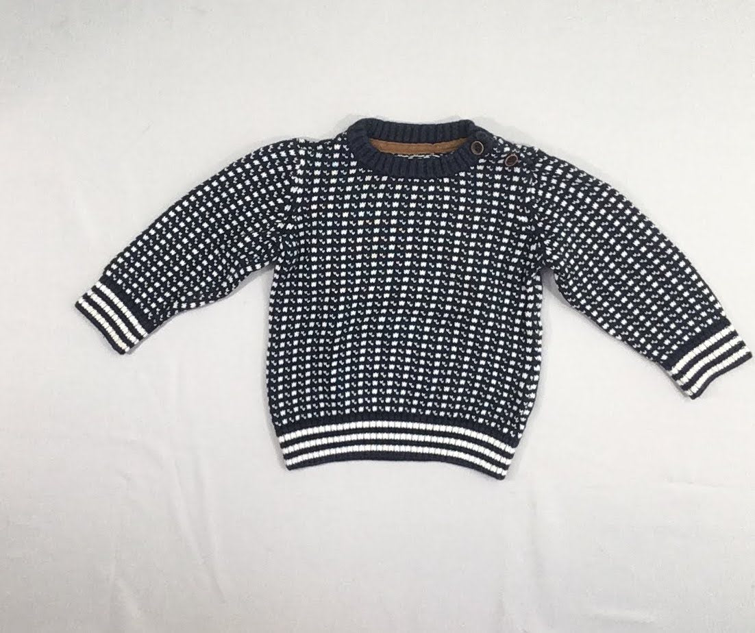 Pull bleu foncé/blanc chiné