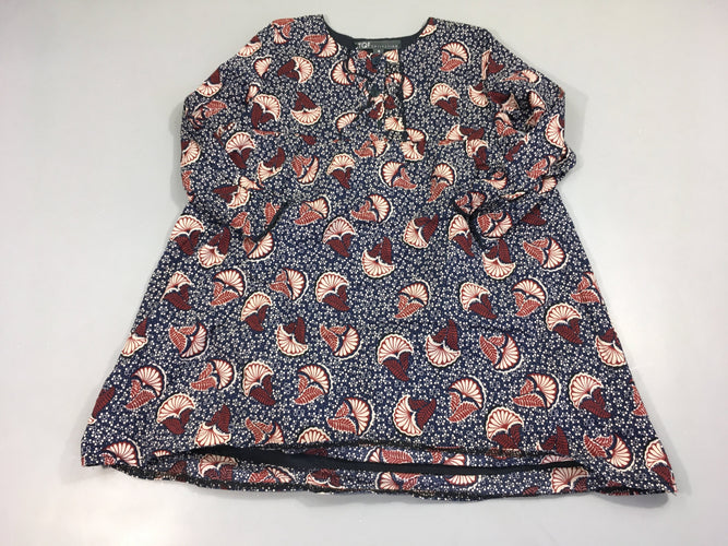 Robe m.l bleu foncé motifs bordeau pois blancs, moins cher chez Petit Kiwi