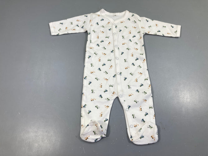 Pyjama jersey blanc véhicules, moins cher chez Petit Kiwi