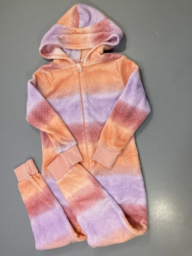 Combinaison velours tie-dye pêche lilas vieux rose à sequins, zippé capuche, moins cher chez Petit Kiwi