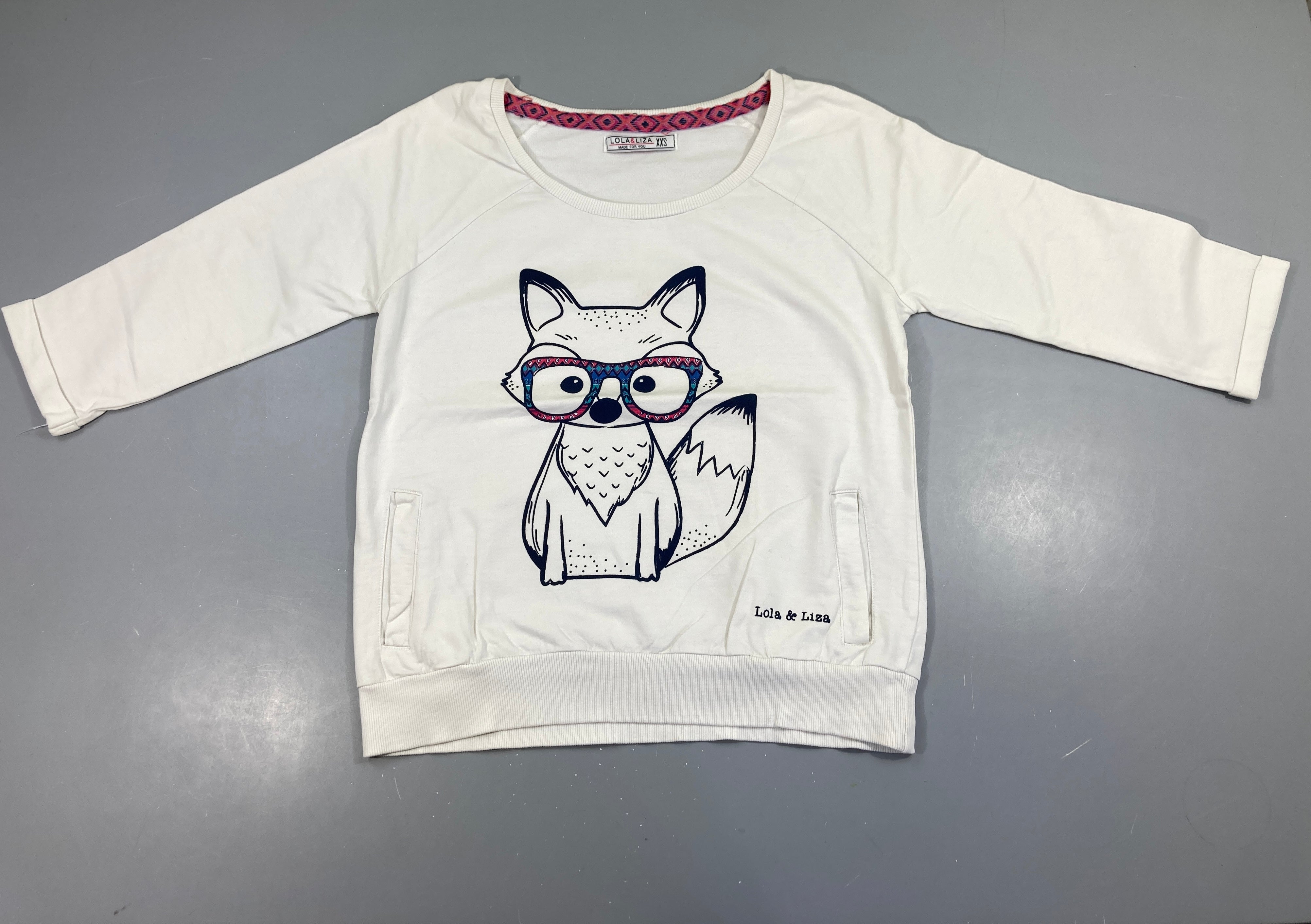 Sweat blanc renard lunettes