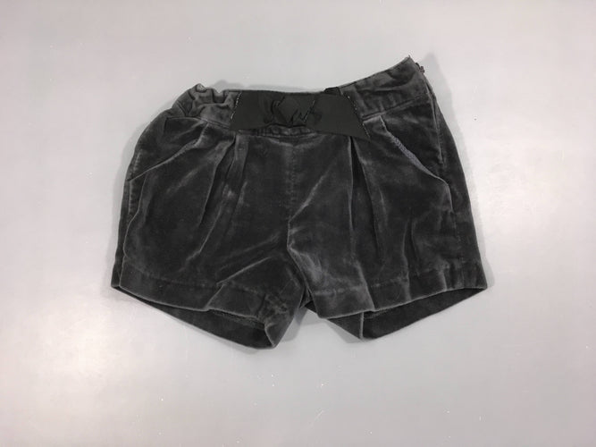 Short velours ras gris foncé noeud, moins cher chez Petit Kiwi