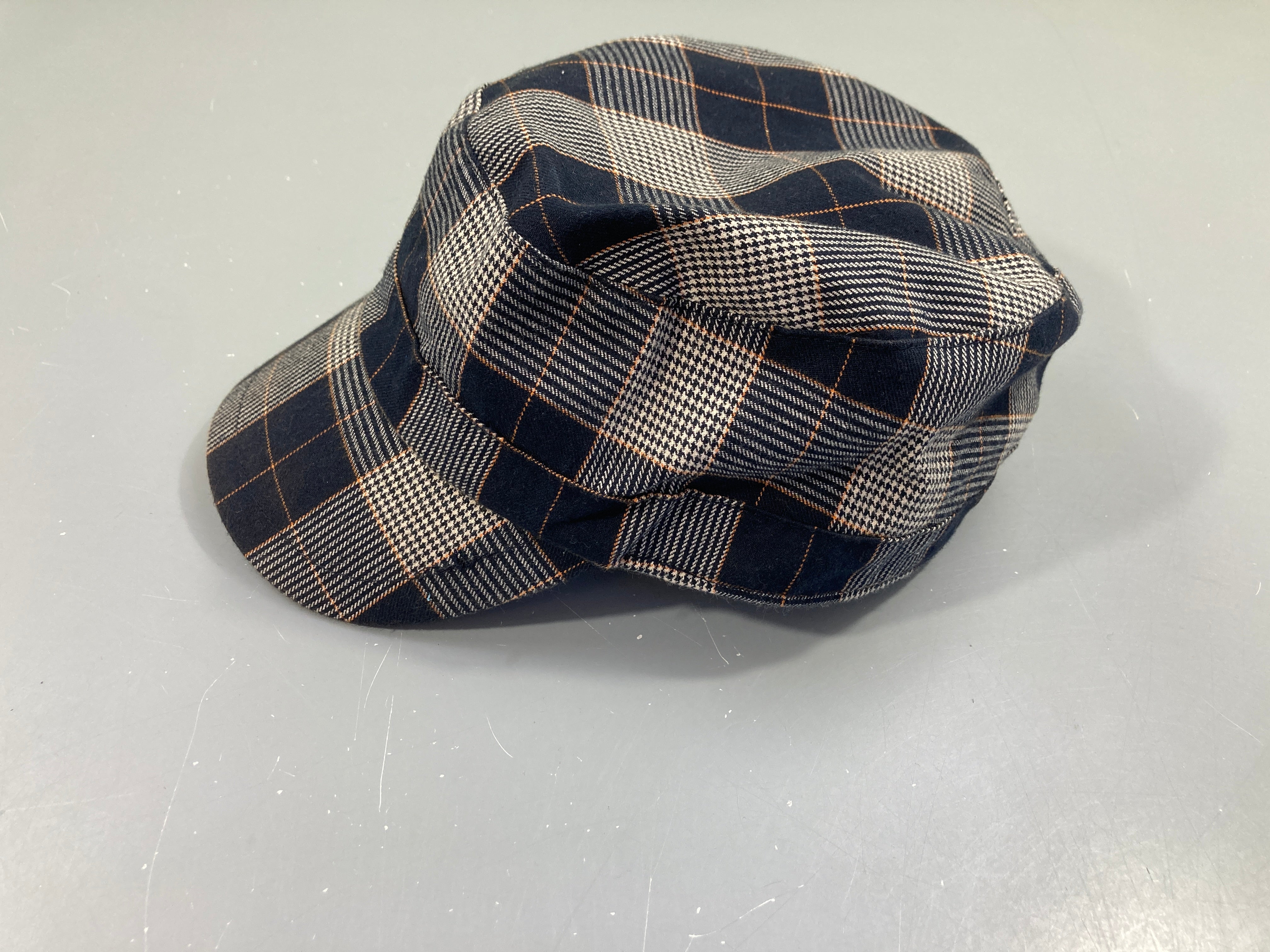 Casquette gavroche carreaux bleu foncé/beige