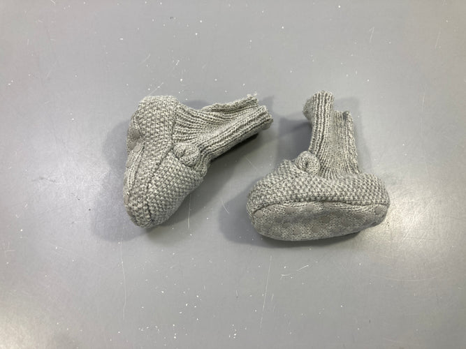 Chaussons gris chiné tricot oreilles, semelle antidérapante 14-15, moins cher chez Petit Kiwi