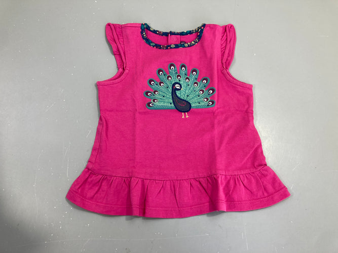 T-shirt m.c rose paon, moins cher chez Petit Kiwi