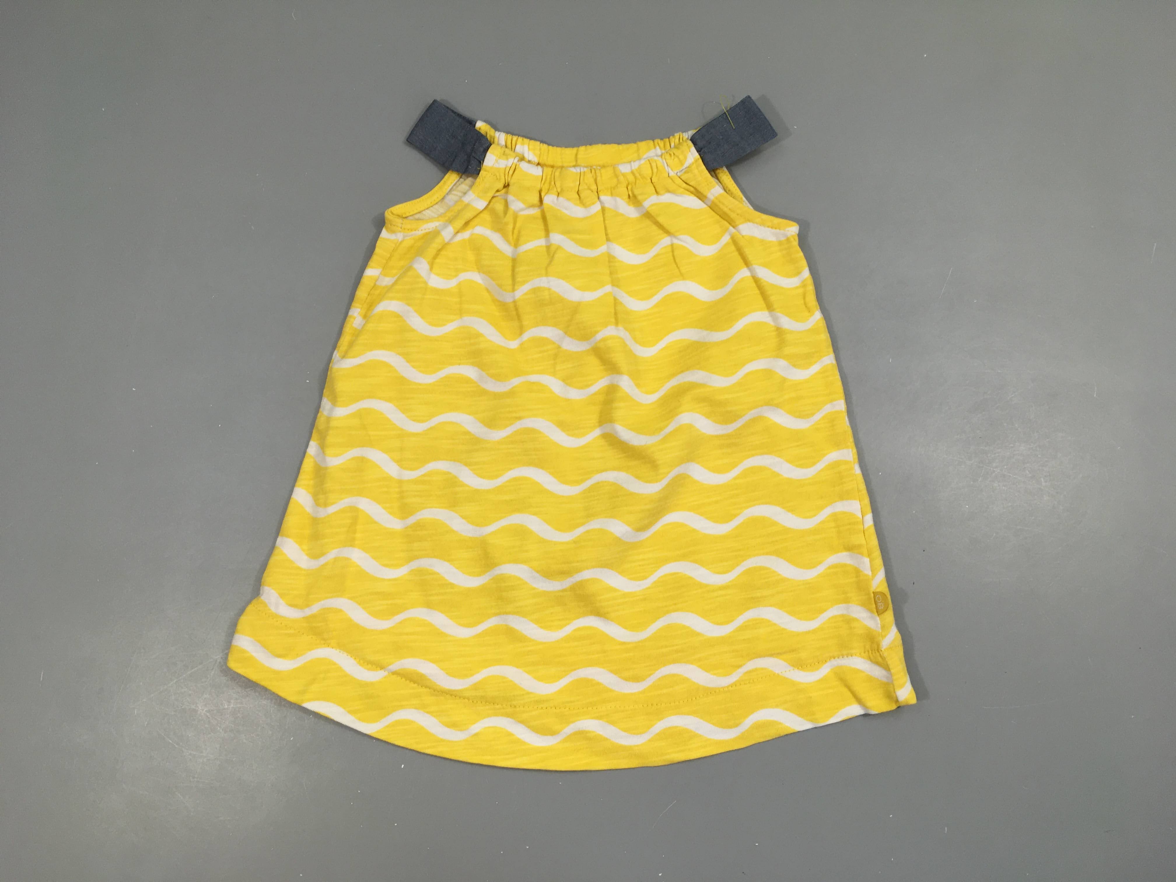 Robe fines bretelles jersey jaune flammé vagues