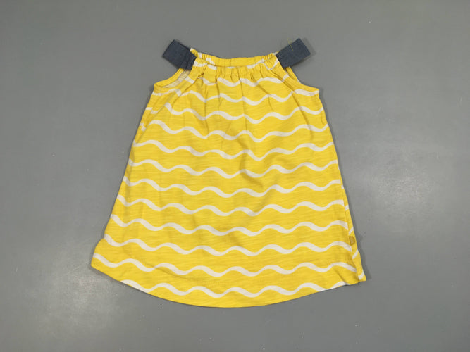 Robe fines bretelles jersey jaune flammé vagues, moins cher chez Petit Kiwi