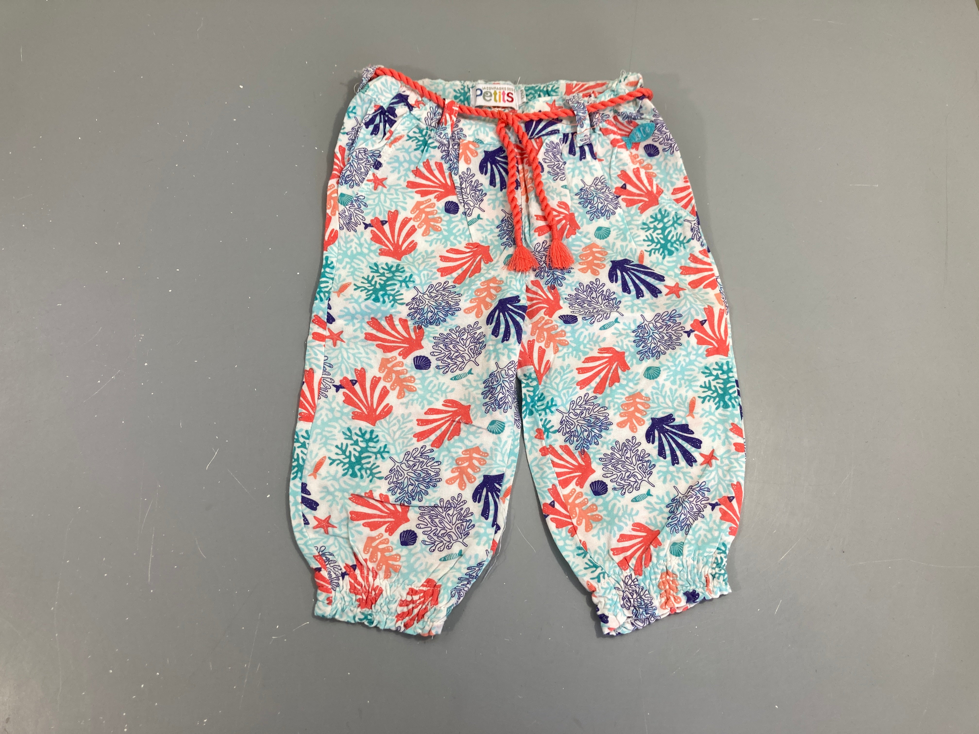 Pantalon fluide blanc motif mer