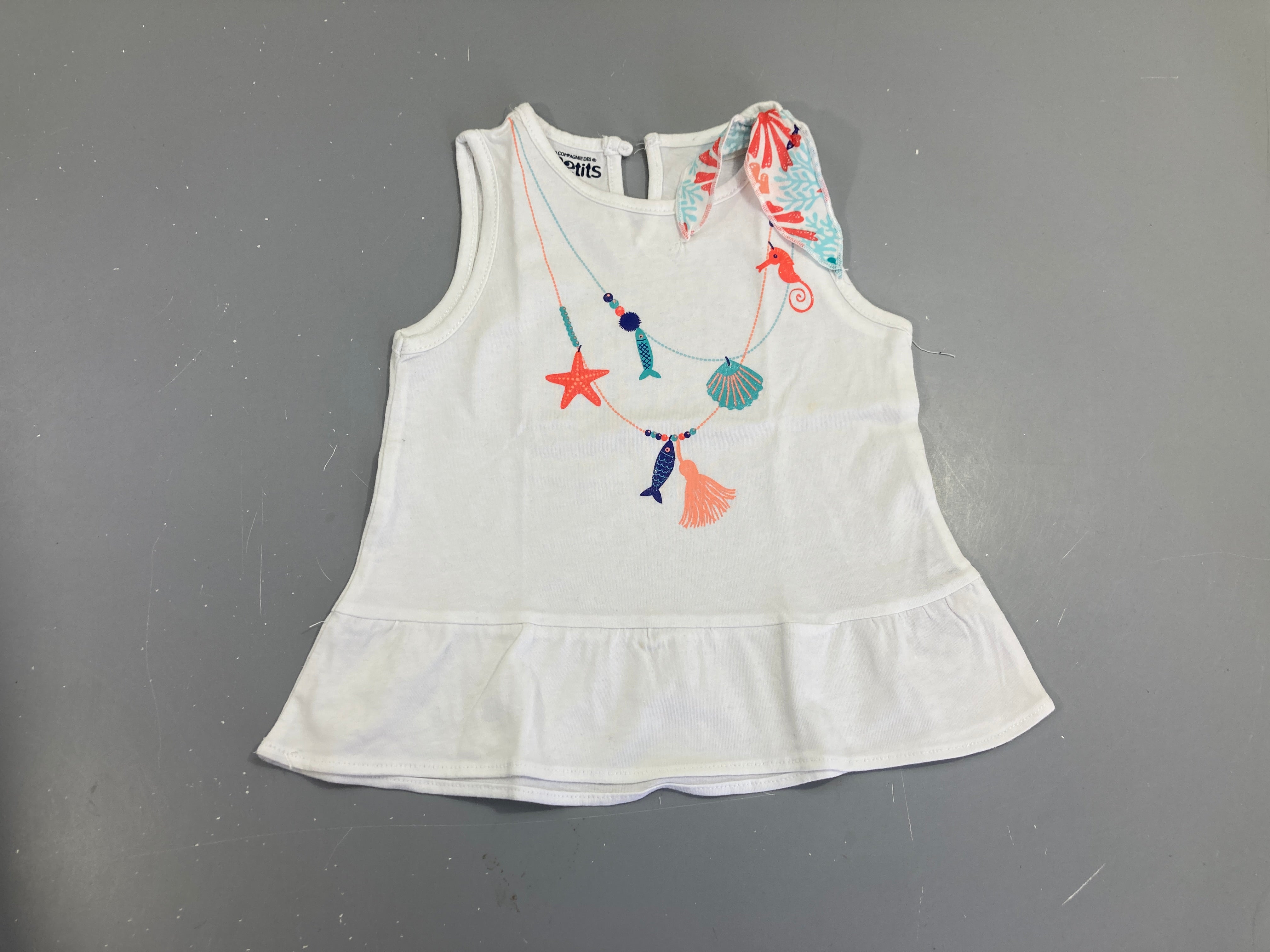 Débardeur blanc motifs colliers mer