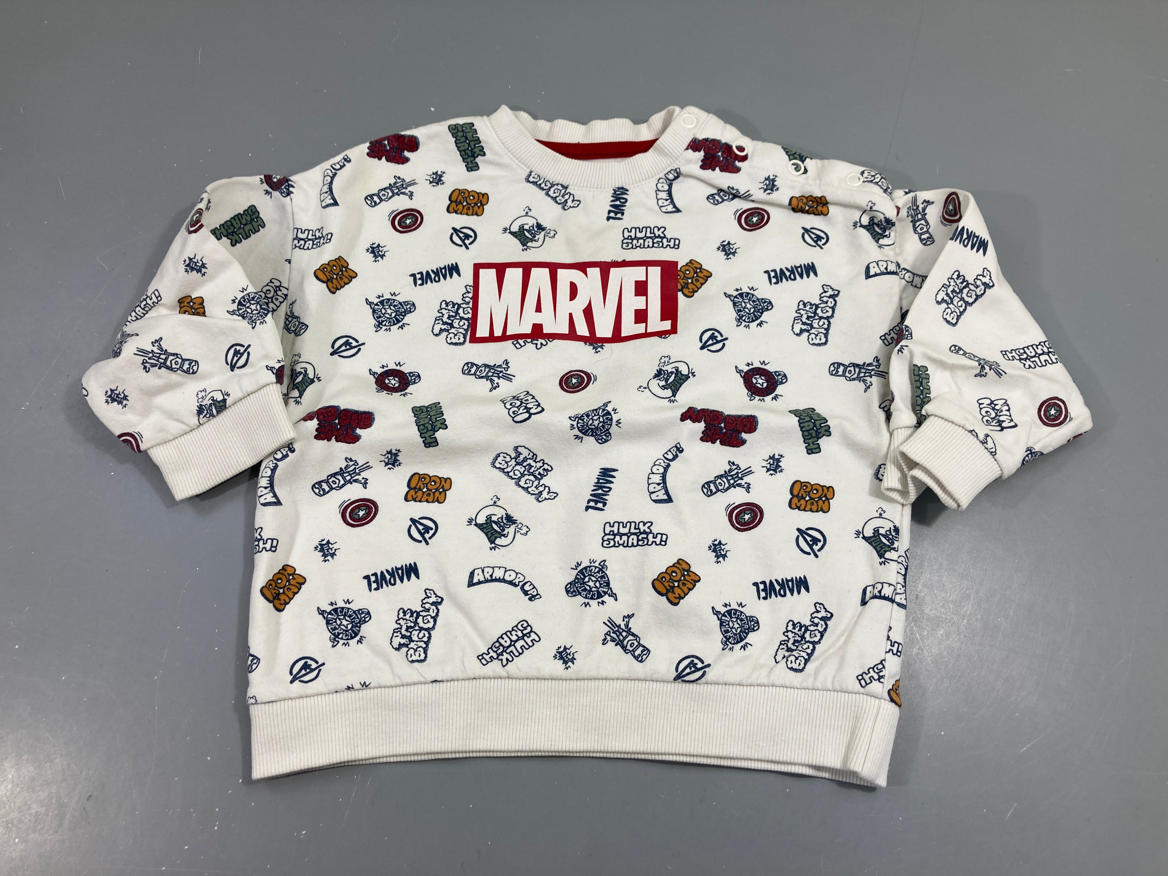 Sweat blanc motifs MARVEL