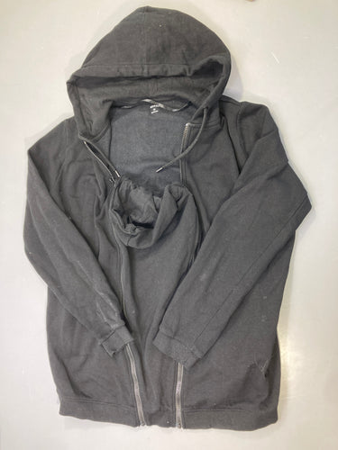 Sweat zippé noir molleton capuche, empiècement portage amovible, moins cher chez Petit Kiwi
