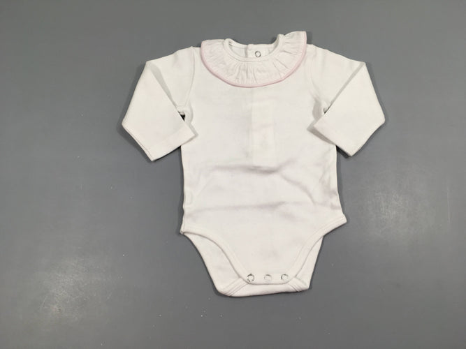 Body m.l blanc col liseret rose, moins cher chez Petit Kiwi