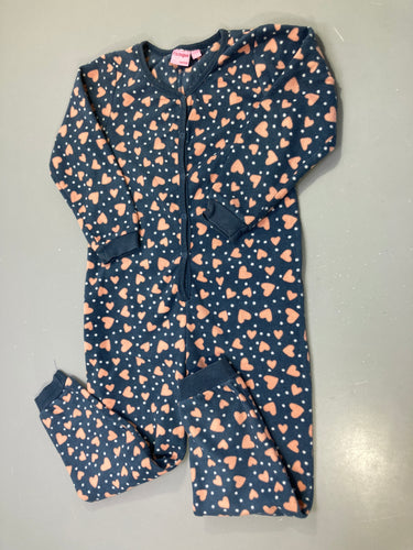 Combinaison polaire bleu marine cœurs roses pois blancs, combinaison, Girls Original, moins cher chez Petit Kiwi