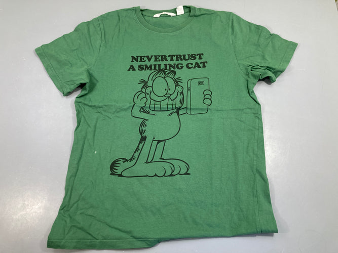 T-shirt m.c vert garfield, moins cher chez Petit Kiwi