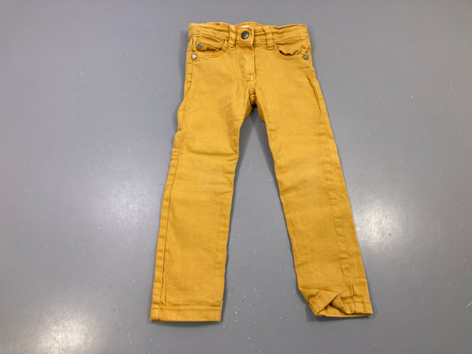 Pantalon slim moutarde toile, rivets cœurs, moins cher chez Petit Kiwi