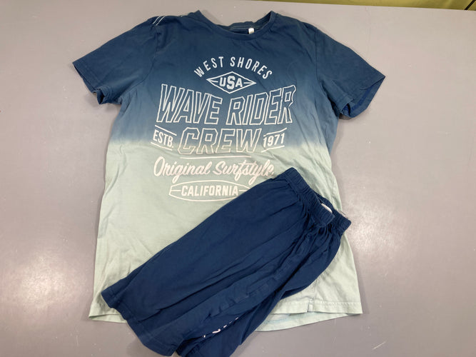 Pyjashort dégradé bleu, moins cher chez Petit Kiwi