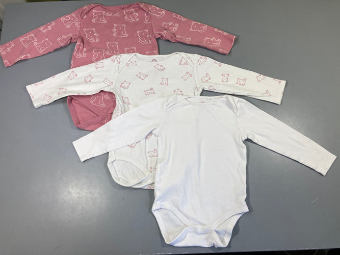 3 Bodies m.l rose/blanc ours, moins cher chez Petit Kiwi