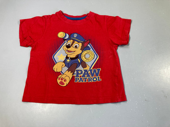 T-shirt m.c rouge Paw Patrol, un peu boloché, moins cher chez Petit Kiwi