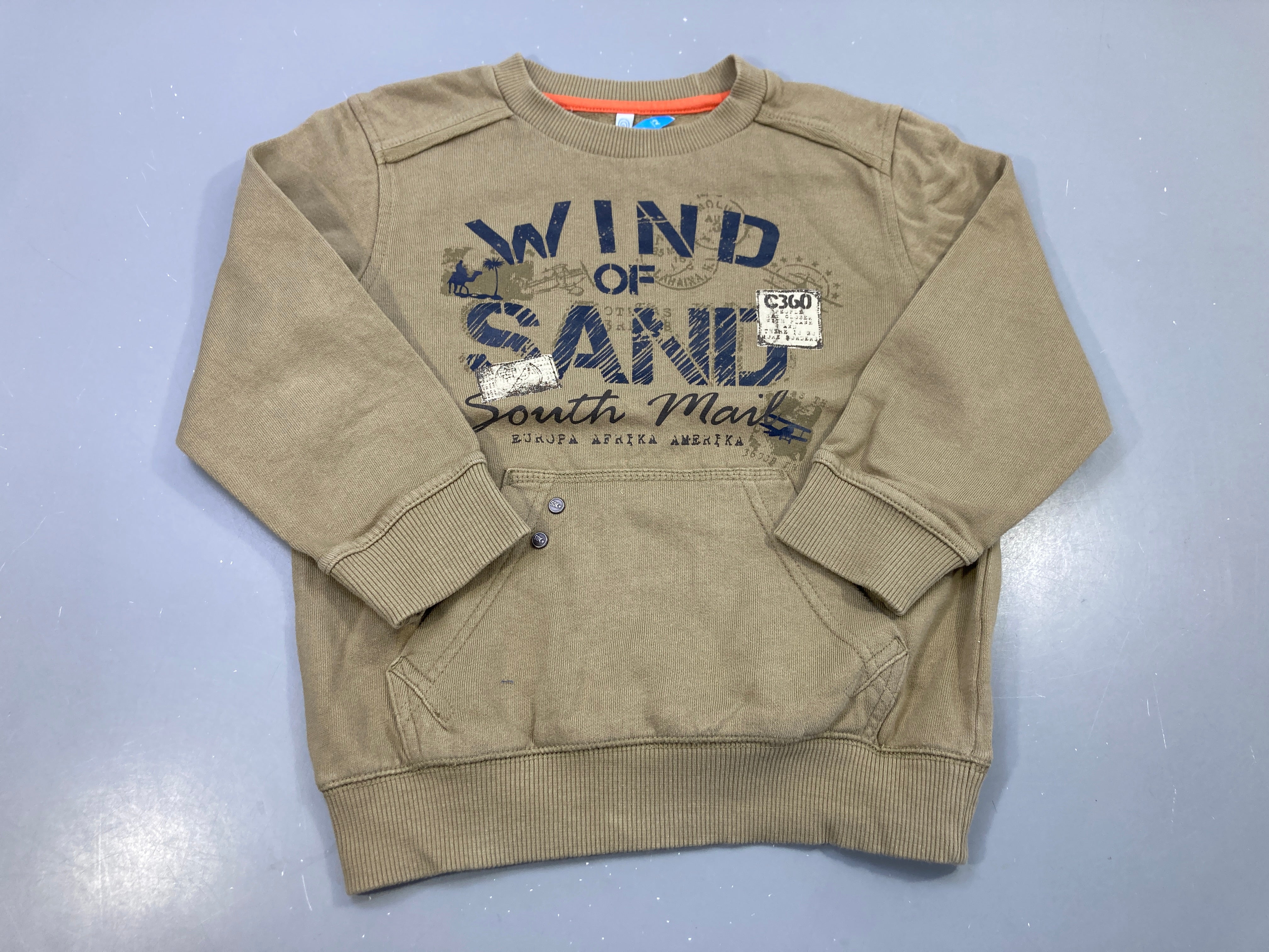Sweat kaki molleton Wind of Sand, poche kangourou