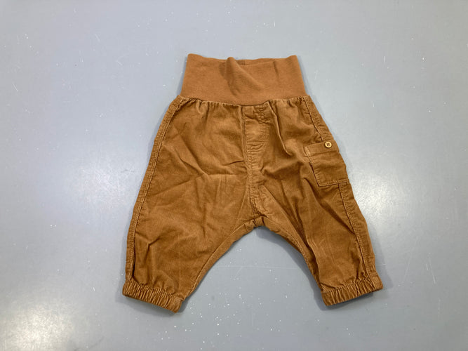 Pantalon velours côtelé camel, ceinture haute jersey, poche boutonnée, moins cher chez Petit Kiwi