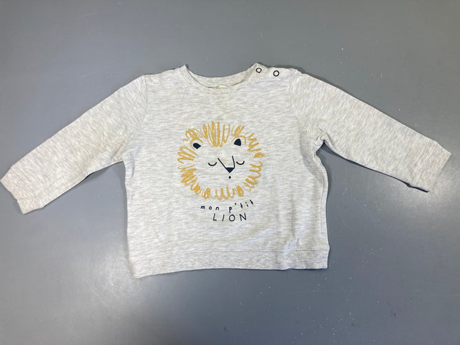 Sweat gris flammé lion, moins cher chez Petit Kiwi