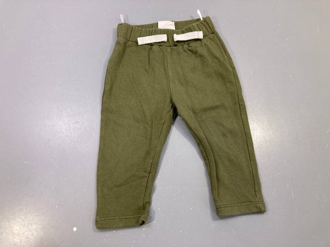 Pantalon molleton kaki uni, cordon écru, moins cher chez Petit Kiwi
