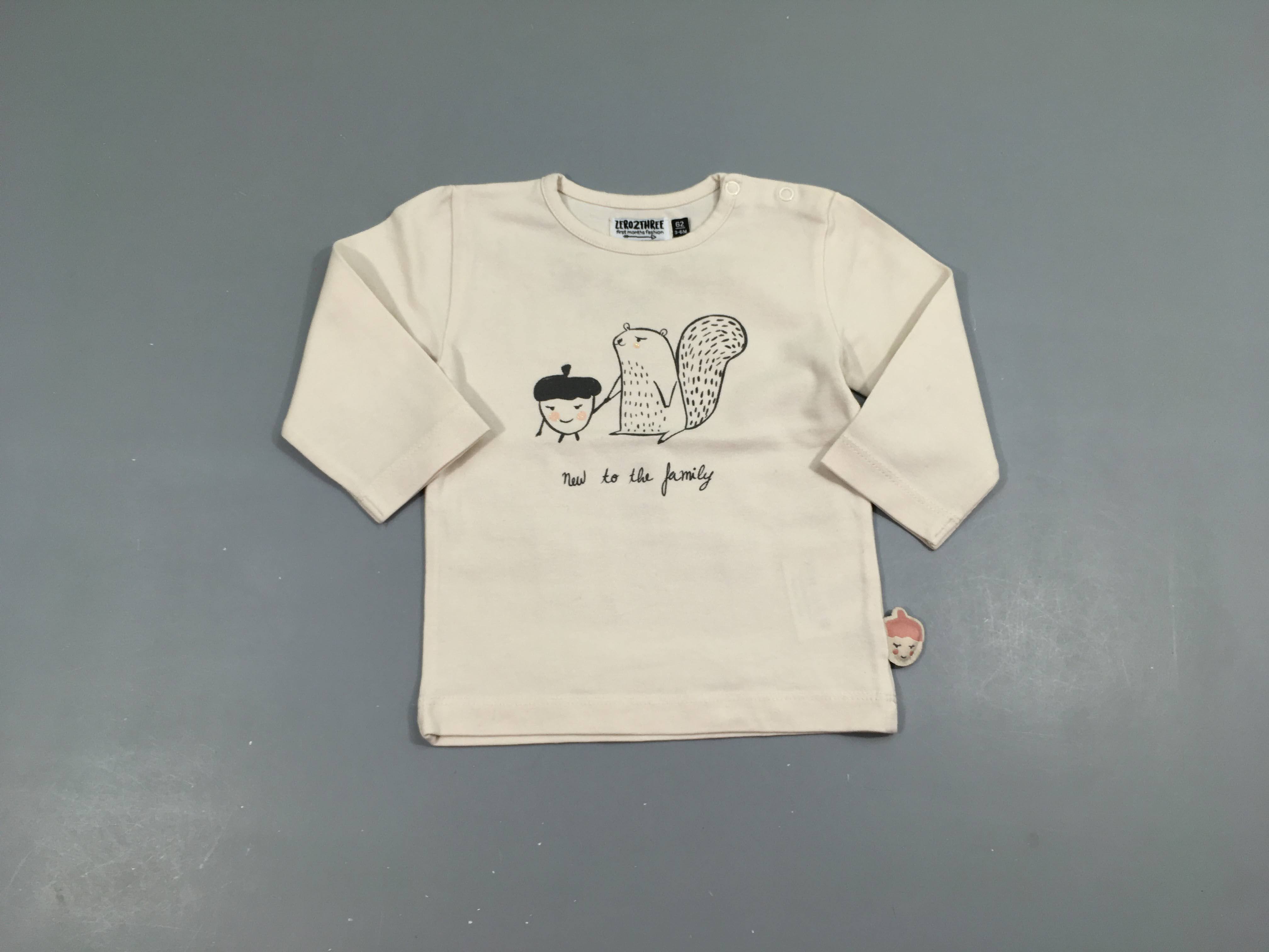 T-shirt m.l blanc écureuil, , Zero2three