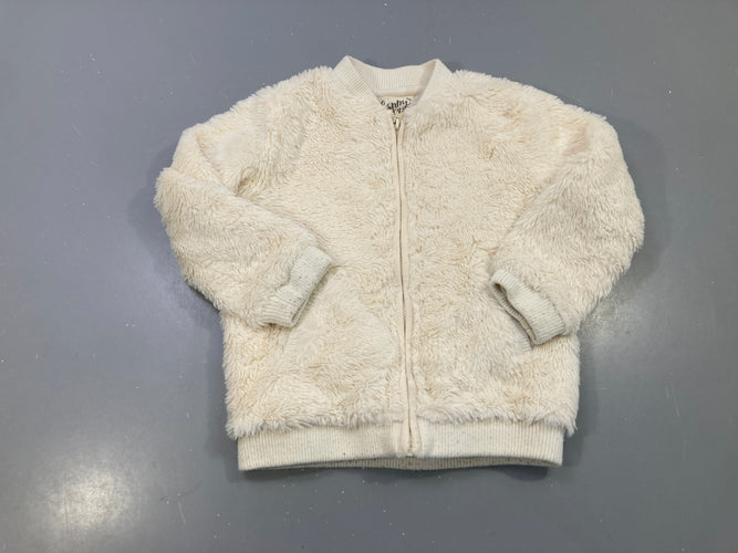 Gilet zippé écru fausse fourrure, moins cher chez Petit Kiwi