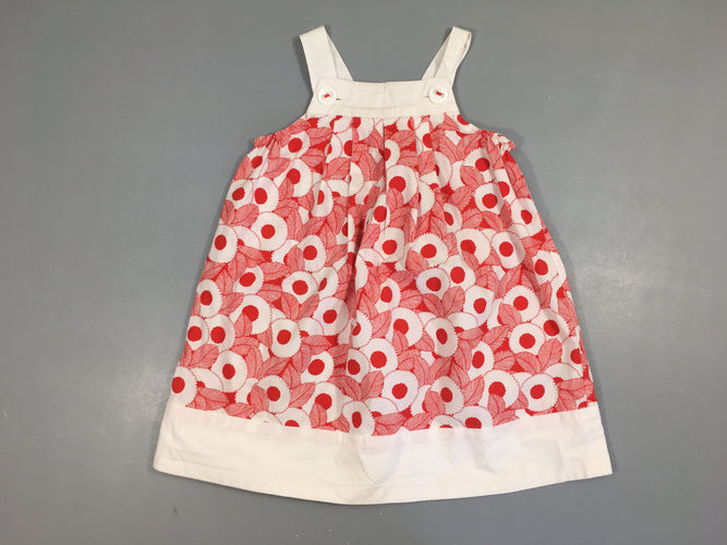 Robe s.m blanche fleurs rouges, moins cher chez Petit Kiwi