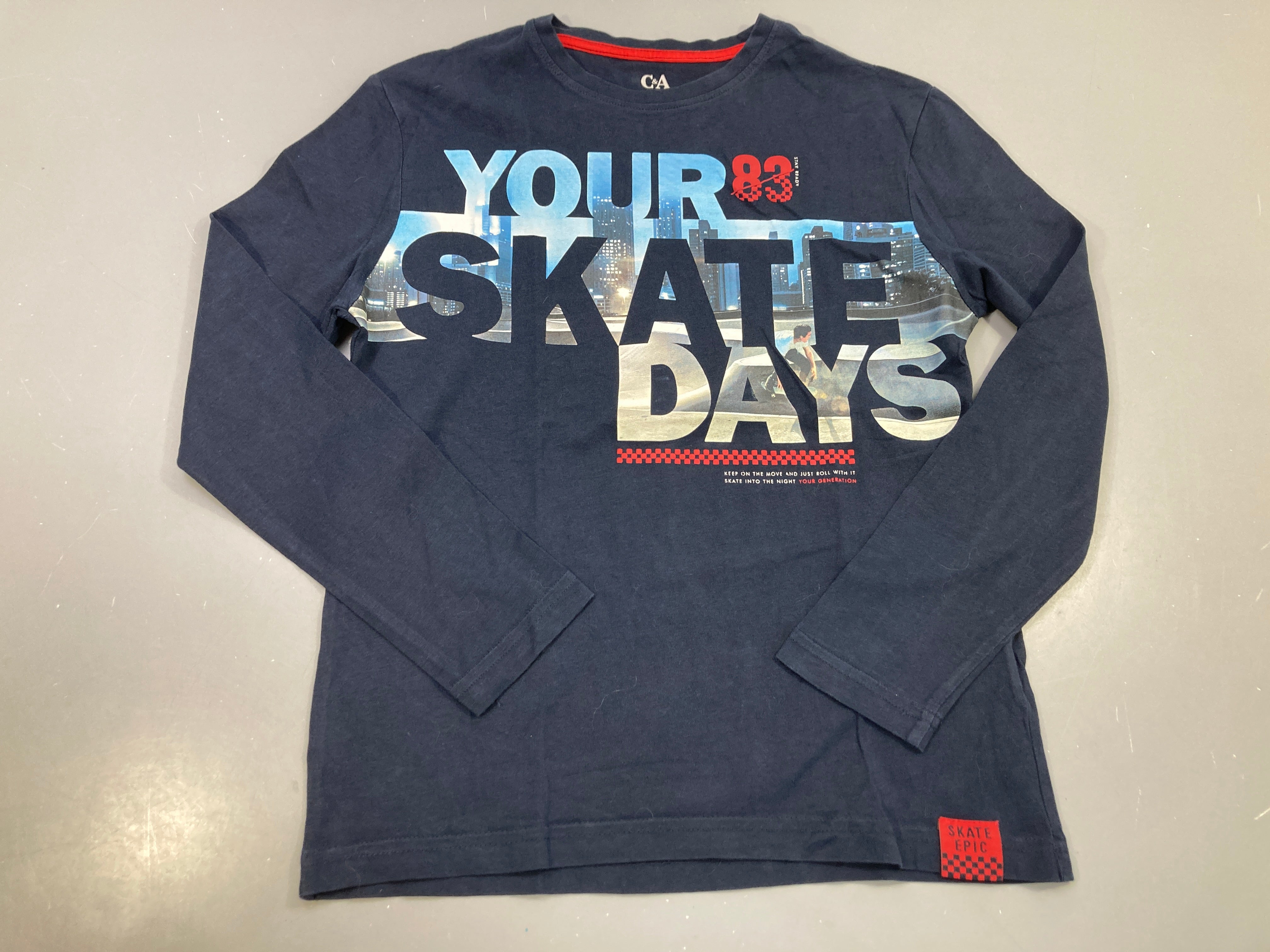 T-shirt m.l bleu marine, Your skate days photo ville